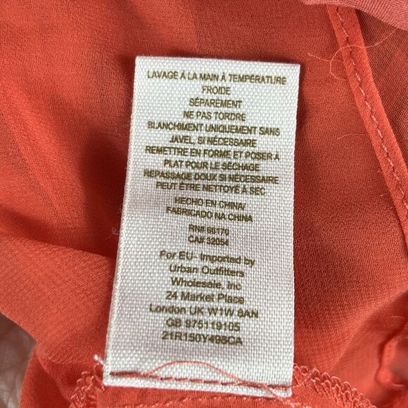 Free People Womens Dress Orange Chiffon 2 With Slip Sheer Boho 60s Lace Pleated - Picture 6 of 11